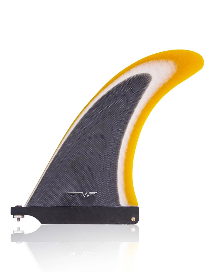 CAPTAIN FIN 9.25'' TYLER WARREN RAKED LONGBOARD FIN BLACK WHITE GOLD