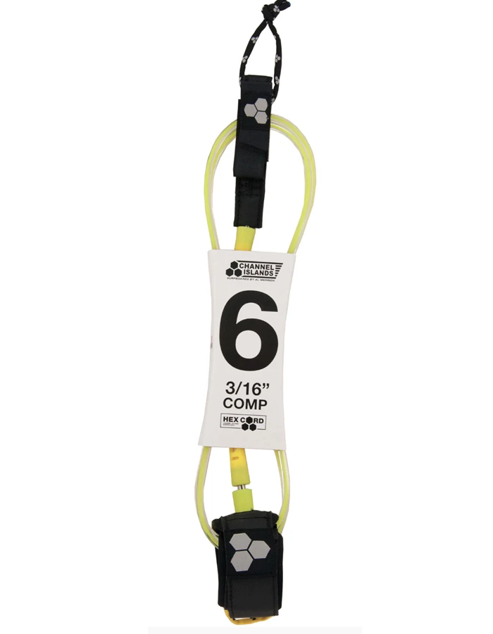 CHANNEL ISLAND HEX CORD 6' COMP LEASH FLO YELLOW