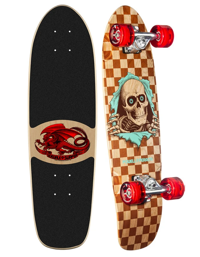 POWELL PERALTA 8.375" X 28.20" SIDEWALK SURFER NATURAL CHECKER RIPPER BIRCH
