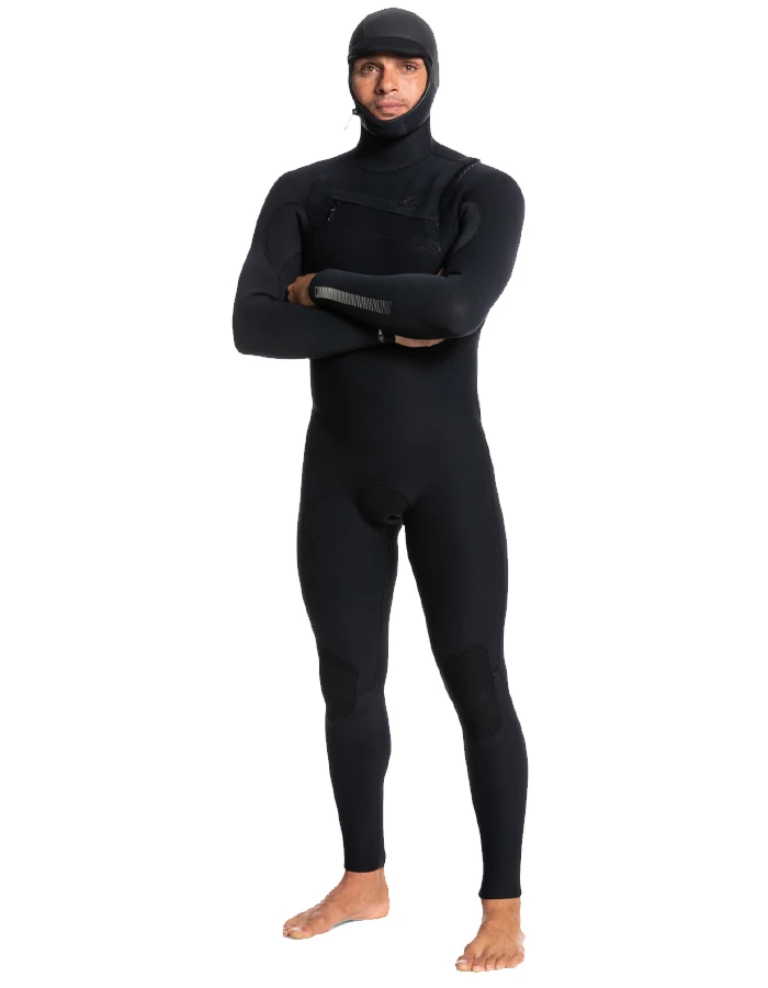 QUIKSILVER 5/4/3 HIGHLINE HOODED CHEST ZIP WETSUIT BLACK - Image 2