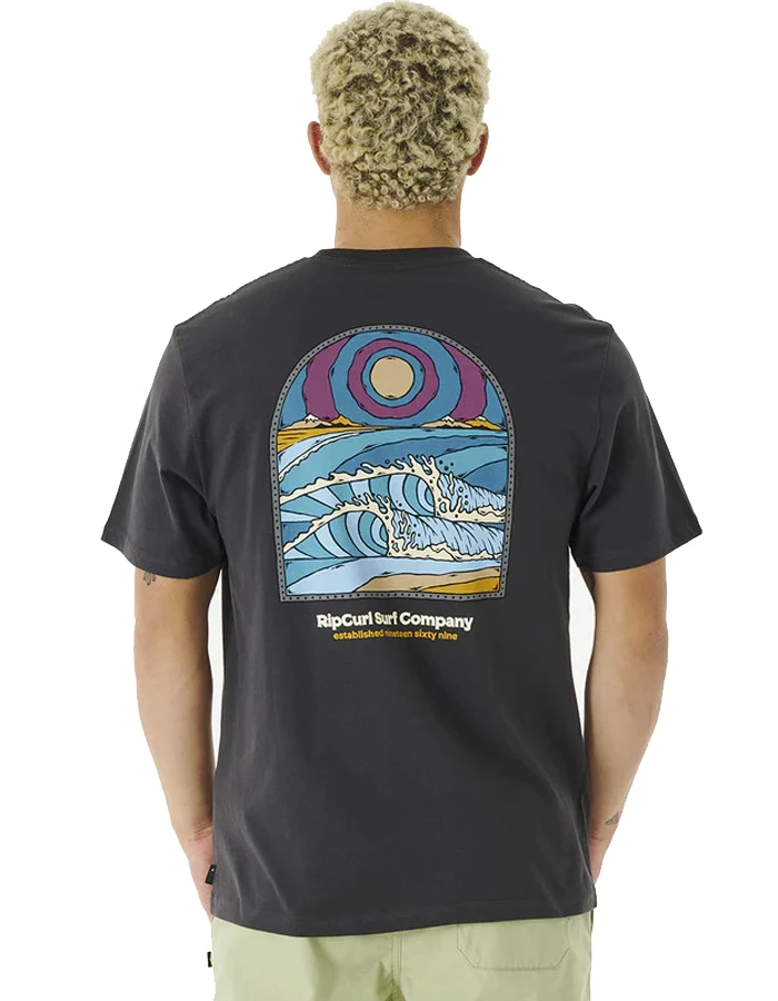 RIP CURL BLAZED AND TUBED TEE WASHED BLACK