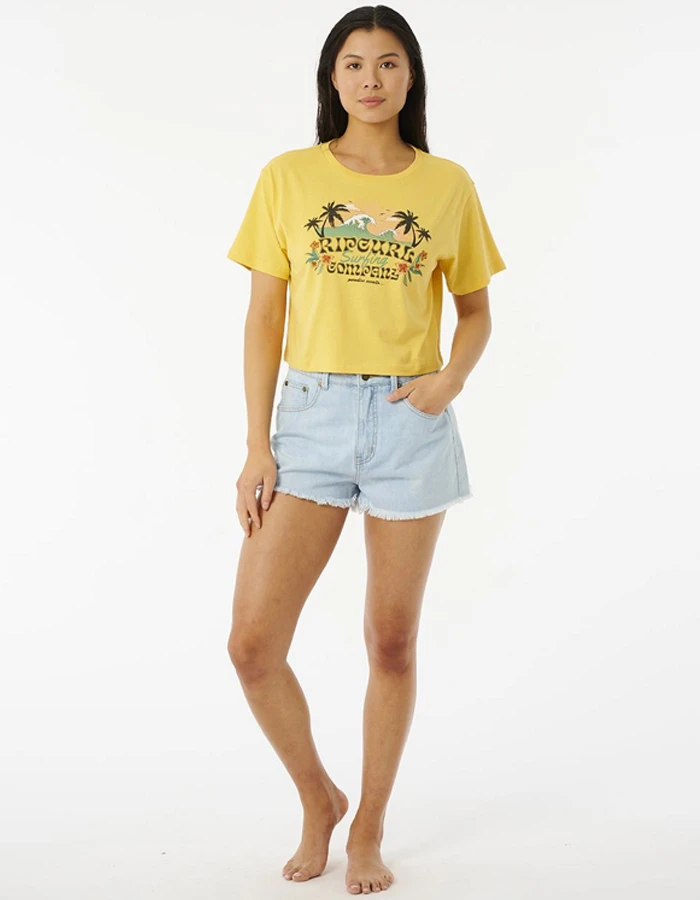 RIP CURL BRAZIALIAN SOUL CROP TEE LIGHT YELLOW - Image 4