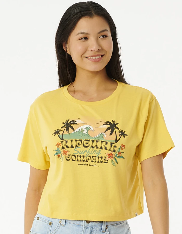RIP CURL BRAZIALIAN SOUL CROP TEE LIGHT YELLOW - Image 2