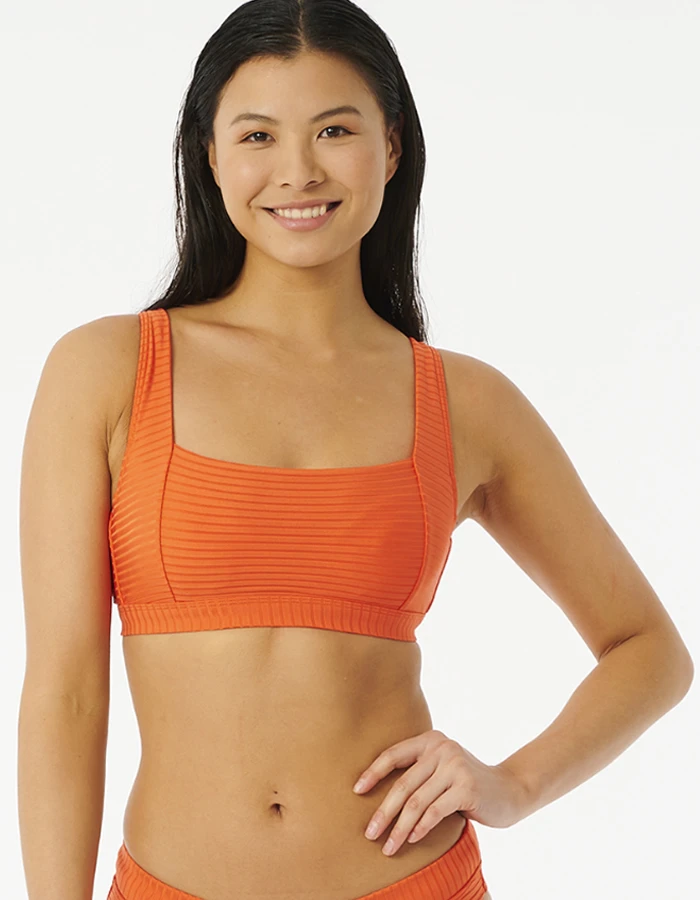 RIP CURL TOP PREMIUM SURF D CUP CROP HOT ORANGE