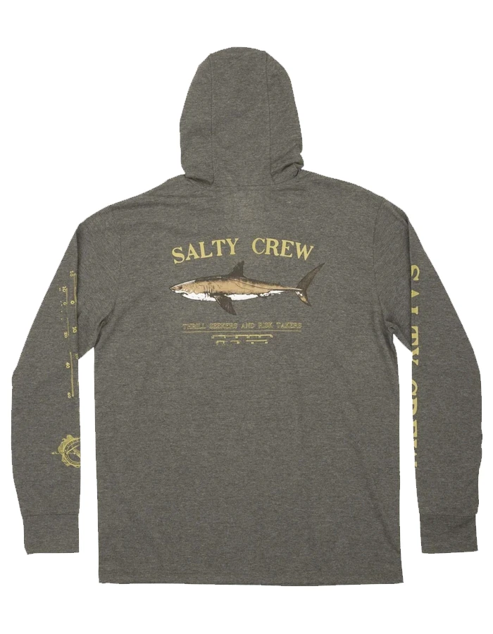 SALTY CREW BRUCE HOOD TECH TEE CHARCOAL