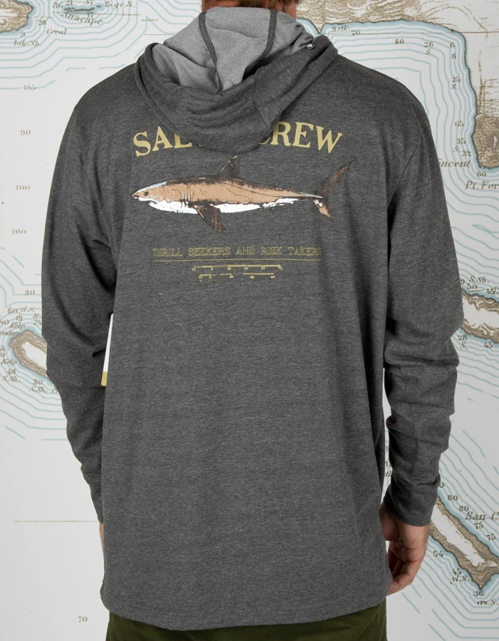 SALTY CREW BRUCE HOOD TECH TEE CHARCOAL - Image 4