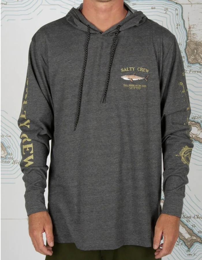 SALTY CREW BRUCE HOOD TECH TEE CHARCOAL - Image 5