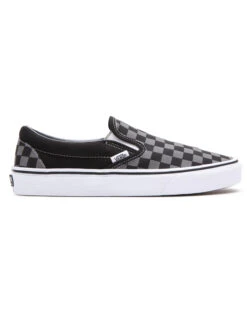 VANS CHECKERBOARD CLASSIC SLIP-ON SHOES BLACK PEWTER